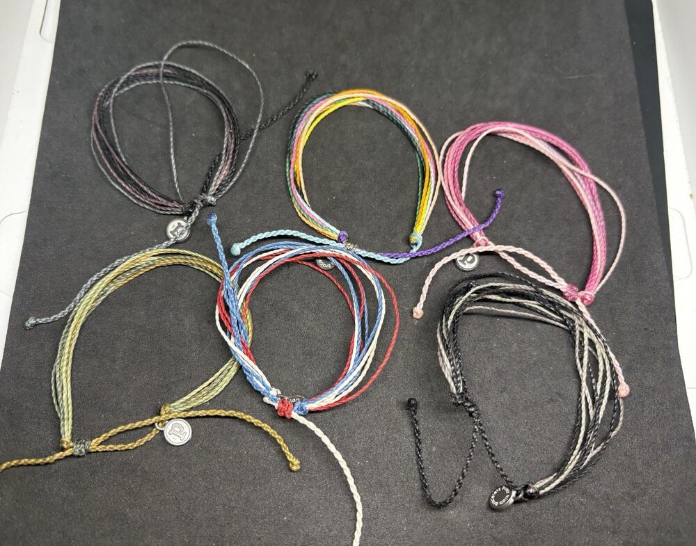 Pura Vida Bracelet Lot of 6 Waxed String Adjustable Multicolor Preowned